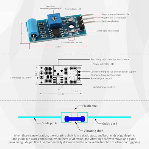 10-Pack SW-420 Vibration Sensor Module with LM393 Comparator