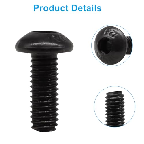 BokWin M3 x 8mm Hex Socket Button Head Cap Screws, 100-Pack