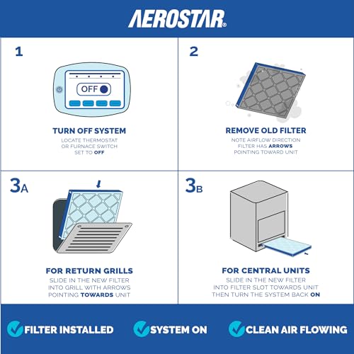 Aerostar Air Filter 19x20x4 MERV 8 AC Filter, HVAC, Furnace Filter, 2 Pack Advanced MERV 11
