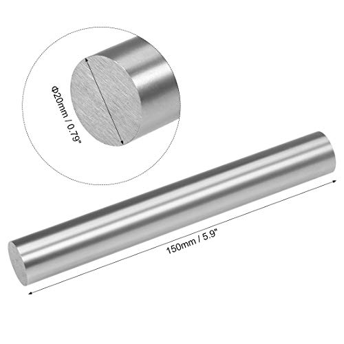 uxcell Round Steel Rod, 20mm HSS Lathe Bar Stock Tool 150mm Long, for Shaft Gear Drill Lathes Boring Machine Turning Miniature Axle, Cylindrical Pin DIY Craft Tool