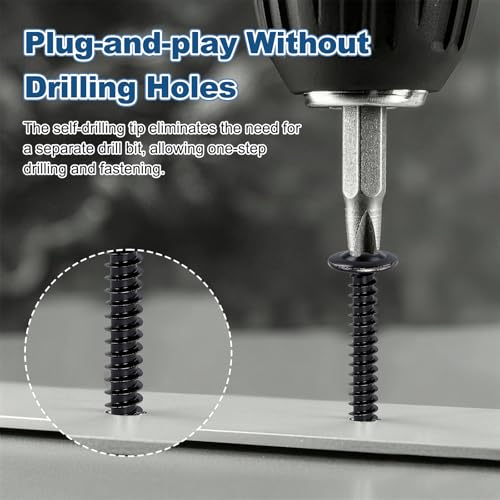 100Pcs #10x2-1/2 Self-Tapping Sheet Metal Screws Black Oxide