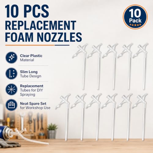 10Pcs Expanding Foam Nozzles Spray Foam Replacement Tube, Industrial Adhesives, Spray Foam Applicator Replacement Tubesfor DIY Spraying,Spray Foam Nozzles