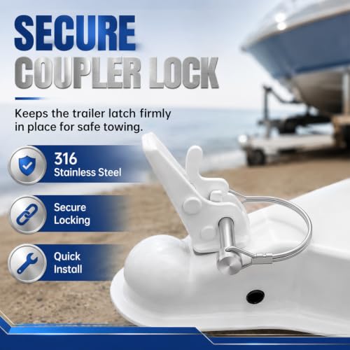 Hicarer 6 Pack 3/8" X 2-3/4"（9.5mm X 70mm） Safety Coupler Pins, Trailer Coupler Pin, 316 Stainless Steel Trailers Hitch Pin Heavy Duty Trailer Latch Pins with Wire Retainer for Boat Farm Equipment 3/8" X 2-3/4"（9.5mm X 70mm）