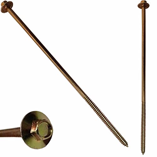 BRAUNY BOY - #12 x 8”- Extra Long Structural Lag Heavy Duty Construction Wood Screw – Yellow Zinc Corrosion Resistant Coating Exterior Timber, Landscape - Easy HEX Head Drive – Flange Head 8 in (20) 20