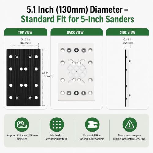 5 Pack 489252 Sanding Pad for Festool RTS 400 with Sandpaper