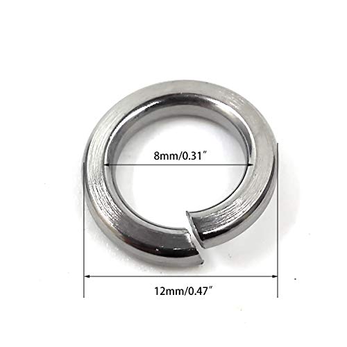 M8 Stainless Steel Split Lock Washers, 8mm ID, 12mm OD,18-8 (304) Stainless Steel, Spring Lock Washers for M8 Screw Bolts 150pcs (M8)