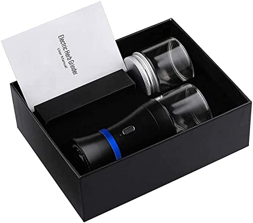 Spacenight Electric Herb Grinder COMPACT for Flower Buds, USB-Rechargeable, 2pcs 1.7oz Glass Herb Chamber - Ideal for Everyday Carry Electric Grinder Set
