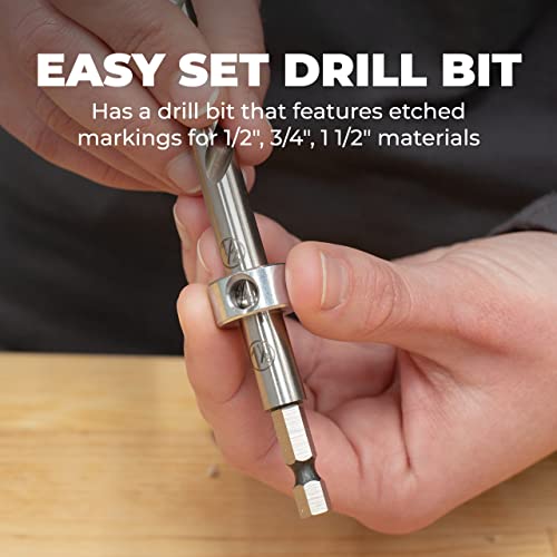 Kreg KPHA308 Easy-Set Pocket Hole Drill Bit with Stop Collar & Gauge/Hex Wrench (Pack of 2) 3/8" x 6" (Pack of 2)