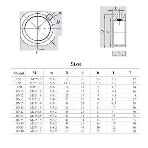 DN8 Lock Nut for Roller Screw，5Pack M8 x 1.25 Hex Nut, 42CrMo Steel, 6H Precision, Phosphated and Lubricated Anti Backlash, Copper Setscrew Included 5