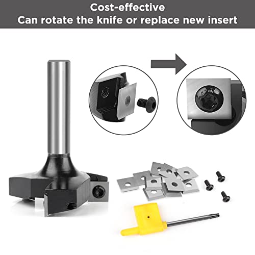 CNC Spoilboard Surfacing Router bit, 1/2'' Shank, 2-23/64'' Cut Dia, 15/32'' Cut Length, 3 Wings, Professional Woodworking Spoilboard Insert Carbide Bit by KOWOOD 2-23/64 inch cut dia