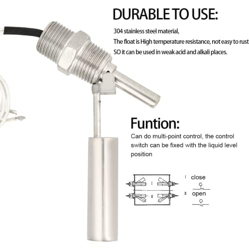 Liquid Water Level Sensor,DC0-110V Stainless Steel Liquid Water Level Sensor Switch 1/2Npt Male Thread Water Level Sensor for Water,Fuel, Water Towers