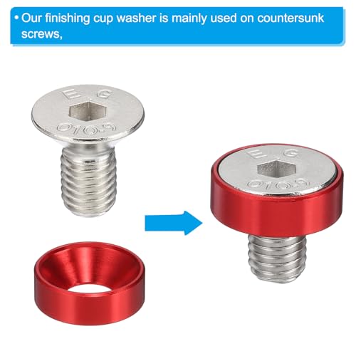 PATIKIL M10 Finish Countersunk Washer Kit, 20 Set Aluminum Alloy Flat Cup Head Screw Bolt Gasket for Mechanical Accessories Parts DIY Models, Black