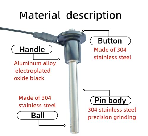 Q-Handle Locking pin, 304 Stainless Steel Grip Push-Button Locking Quick-Release pin with Safety Rope (Φ3/8in x 3-5/32in(2Pcs) Φ3/8in x 3-5/32in(2Pcs）