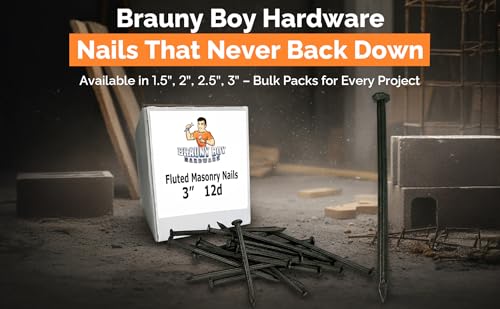 2”- 6d Cut Hardened Concrete Masonry Nails for Cinder Block, Concrete Walls, Cement Board - 1 lb - Qty 50