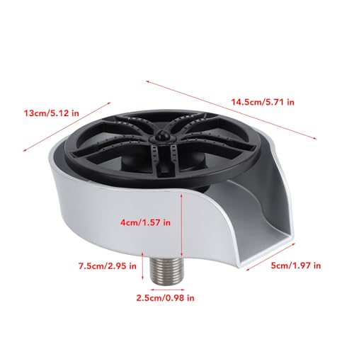 Ejoyous Automatic Glass Rinser, Stainless Steel Cup Washer for Kitchen Sink Professional Rust Resistants Pressure Glass Washer with Efficient Cleaning for Home Bars Cafes (Silver)