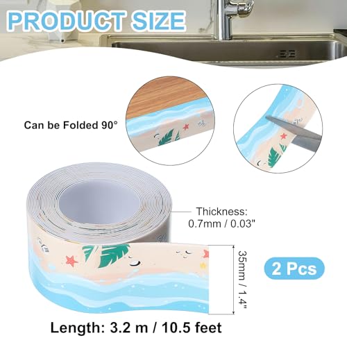 PATIKIL Caulk Tape Waterproof Self Adhesive, 2 Roll PVC Toilet Caulking Sealant Strip Bathtub Caulk Sealing Strip Tape for Bathroom Kitchen Countertop, Beach (1.4 Inch x 10.5 Ft) 1.4 Inch x 10.5 Ft