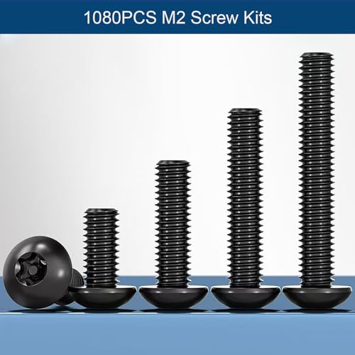 1080PCS M2 Screw Assortment Kit, M2x4/6/8/10/12/16/20/25mm M2 Screw Kits