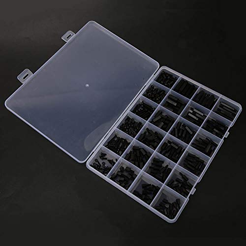 Spacer Screw Nut Assortment Kit, 360Pcs M2/M2.5/M3 Black Nylon Male Female Hex Standoff Spacer Screw Nut Assortment Kit for PCB, Quadcopter Drone, Computer Circuit Board