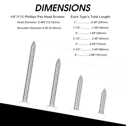 Black Head 50 PCS #14x2-1/2(2.5 inch) Stainless Steel Phillips Pan Head Wood Screws,Stainless Steel 18-8 A2(304) Screw,Home Screw Kit by QISHENG #14 x 2.5 inch Black