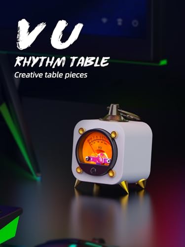 Wireless Audio Retro Analog VU Meter Sound Level Indicator DB Panel Display, VU Warm Back Light Audio Level Amp, Music Sync and Pickup Rhythm Ambient Lights - FVU1-W FVU01-S