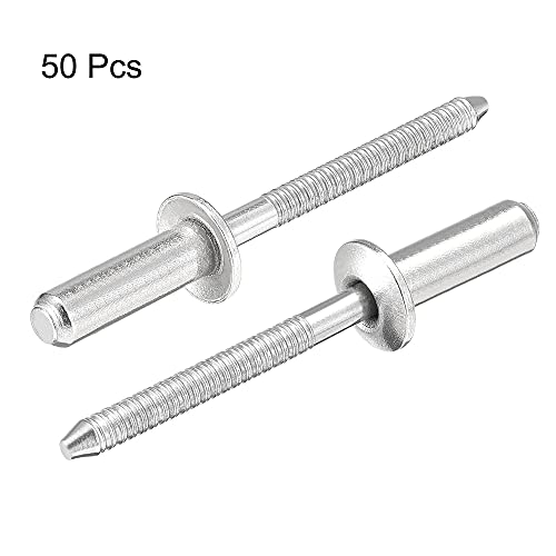 uxcell Blind Rivets, 304 Stainless Steel Pull Rivets Core Decoration Rivets 4.8mm Diameter 16mm Grip Length Close End Silver Tone, 50pcs 4.8mm x 16mm