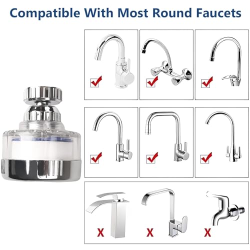6 Pcs Sink Water Filter Elements, Universal Sink Faucet Filter Elements, Sink Faucet Filter Removes Hard Water, Water Filtration & Softeners, Faucet Sprayer Attachment(Faucet Not Included) 6PCS