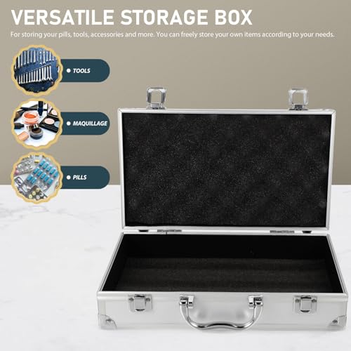 DOITOOL Aluminum Tool Case Tool Chest, Portable Box with Padded Foam, Metal Briefcase Box Lockable Storage Toolbox for Measurement Instruments (30 x 17 x 7.8cm, Sliver) 30x18x7.8cm Silver