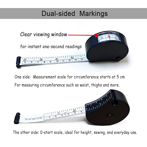 Perfect Body Measuring Tape-60 Inch Automatic Telescopic Tape Measure-Dual-use Retractable Tape Measure for Body :Waist Hip Bust Arms Height Muscle Building Weight Loss and More (Black) Black