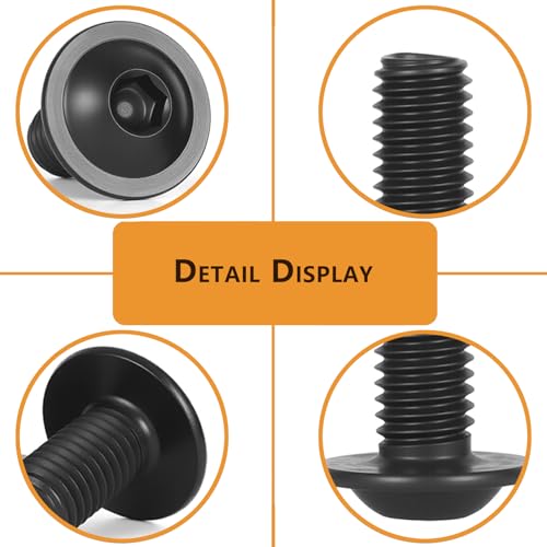 72 pcs M6 T Nut and Screws Kit, 36pcs M6 x 12/14/16mm Flanged Button Head Socket Cap Screws, 36pcs M5 Slide in T Nut and 1pcs Hex Wrench, for 1010 Aluminum Extrusion Hardware (Black) 72pcs1010 Series M6 Flanged Screws Kit Black