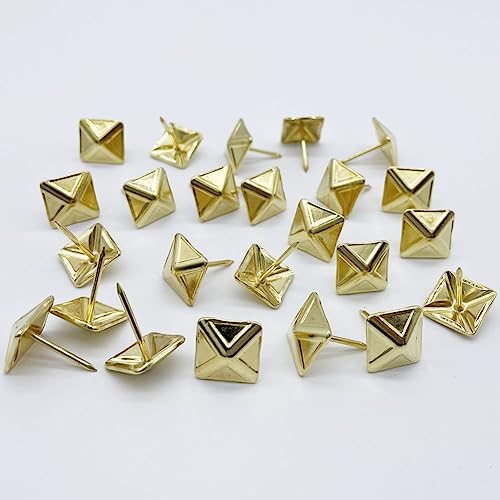 200PCS D14mm Square Upholstery Tacks Brown,Furniture Thumb Tacks Golden Gloden Square Tack