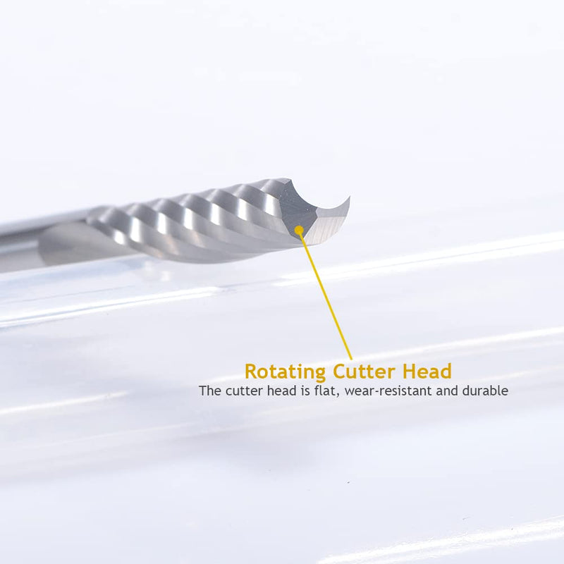 1/8Inch Shank,Single Flute (O Flute) Up Cut Spiral Router Bits End Mill Cutter, 1/8 inch Cutting Diameter, 0.87 inch Cutting Length,1.77 Inch OVL for Acrylic PVC MDF Plastic 3.175x3.175x22mm