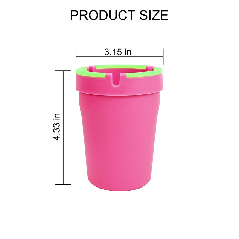 Mandark Car Ashtray, 2PCS Glow In The Dark Smokeless Self-Extinguishing Vehicle Cigarette Trash Can, Smellproof Portable Automotive Ash Holder Organizer, Universal for Truck Home Office (Pink) Pink