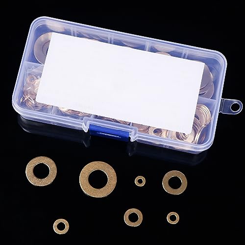210PCS Metric Brass Flat Washers Assortment Kit M3 M4 M5 M6 M8 M10 M12