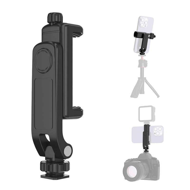 SOH Phone Tripod Adapter Mount, Universal Smartphone Clamp with 2 Cold Shoe, Vertical Horizontal Bracket for iPhone, Samsung Galaxy and More Smartphones