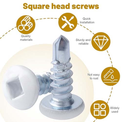 White Square Drive Trailer Exterior Self Tapping Screws #8x1/2 200 Pack