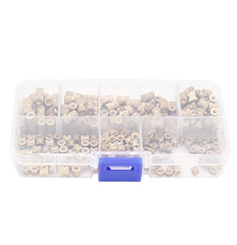 300pcs M3 Knurled Threaded Inserts, Brass Female Press in Embedment Heat Set Nuts Assortment Kit for Laptop 3D Printer Plastic (Pack of 2) m3 (Pack of 2)