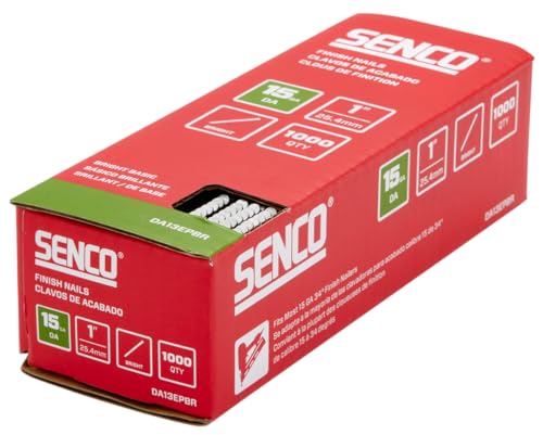 SENCO DA13EPBR 34 Degree Collated Finish Nails, 15 Gauge, 1 Inch Length, Bright, 1,000 Count Pack 1-inch Steel Bright Basic