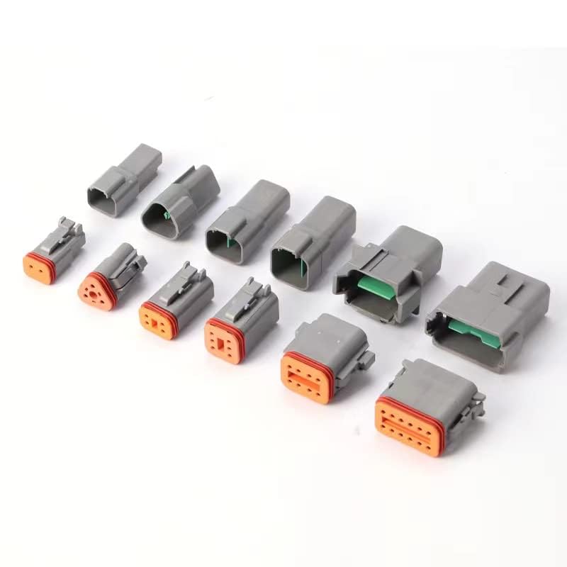 174Pcs 12 Kits DT Series DT Connector Kit 2 3 4 6 8 12 Pin Connectors with Size 16 Stamped Contacts for Deutsch Connector, IP68 Waterproof Automotive Electrical Connectors Plug