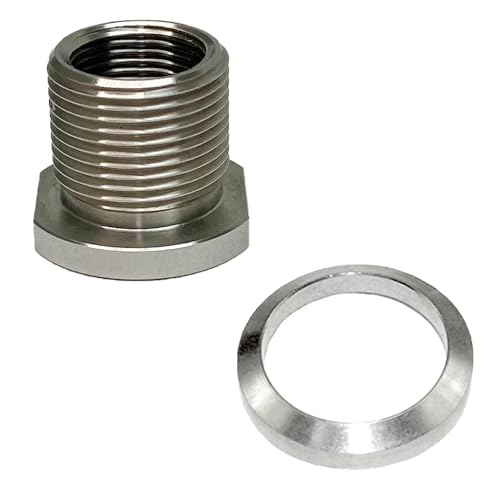 1/2x28 to 5/8x24 Thread Adapter with Crush Washer Stainless Steel (Stainless steel-1pcs)