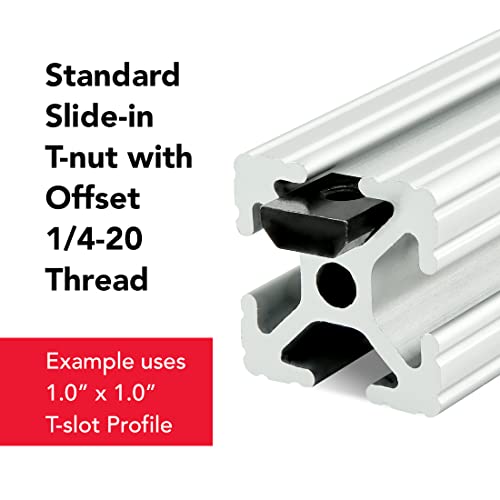 8020, 3204, 10 Series 1/4-20 Steel Standard Slide in T-Nut Nut Hardware for 1 Inch Based Extruded Aluminum 80/20 T Slot Extrusions (10 Pack)