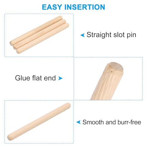 PATIKIL 1/3 Wooden Dowel Pins 200Pcs M8x100mm Wood Dowel Pins Hardwood Pegs