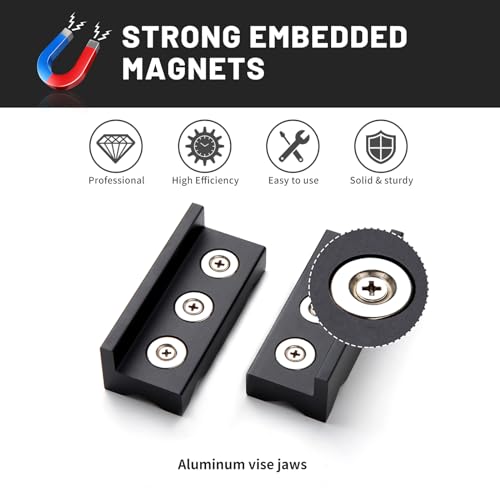 4" Aluminum Vise Jaw Pad AN Fittings Vise jaw, Bench Vise Jaw Pads Professional multi-purpose vise jaw protector of any metal desktop vise black. (One pair, Black, Aluminum)