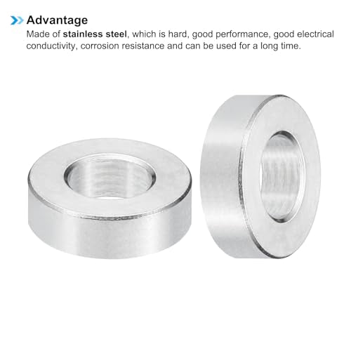 PATIKIL M8 Stainless Steel Spacers, 10Pcs Metal Spacer Stainless Steel 8.2mm ID x 16mm OD x 5mm L Stainless Steel Spacer Screw Standoff for 5/16" or M8 Screw