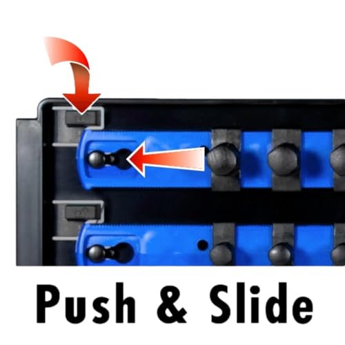Ernst Manufacturing 19-Inch Socket Boss Organizer with Twist-Lock 2 Rails for 1/2-Inch Drive Sockets, Blue, Model 8457 – Secure and Durable Socket Storage Solution - Made in USA 1/2"