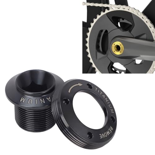 Titanium Alloy Bike Crank Arm Screw Dub Crank Cover Bolt Set, Lightweight Crankset Fixing Bolt for Mountain Road Bike Repair Cycling Replacement Parts Black