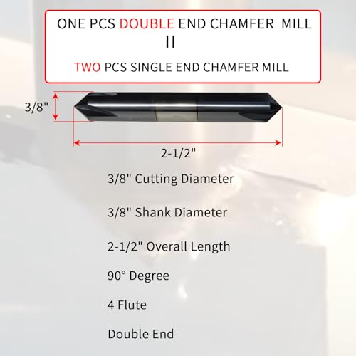 3/8" Chamfer Mill, Carbide, 4 Flute, 90°, Double End, AlTiN Coated 90 degree double end 3/8"*3/8"*2-1/2"