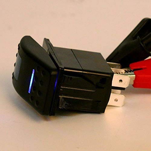 Amarine Made 4pcs of 12v 20A Rocker Switch Waterproof On-Off-On 2 Position Switch Boat Marine DPDT 7 Pin with 2 Led Lights (Blue)