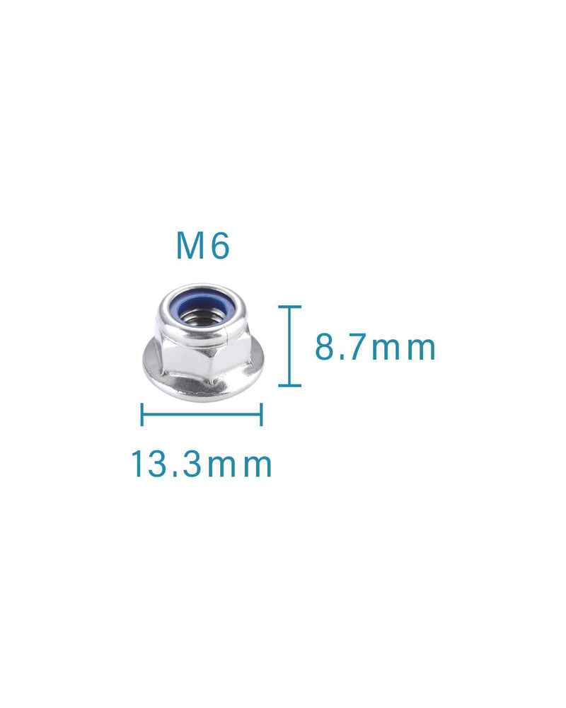 IMScrews M6-1.0 Flange Nuts, 304 Stainless Steel Hex Flange Nuts, DIN6926 Locking Nuts with Integrated Washer Base, Corrosion Resistant Hardware for Secure Fastening, Pack of 100