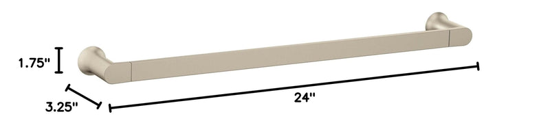 Moen Genta LX Modern Single Kitchen or Bathroom Towel Bar, 24-Inch, Brushed Nickel, BH3824BN 24 Inch