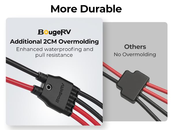 BougeRV Solar Parallel Connectors for 2 Solar Panels, 2 to 4 Y Branch 10AWG Adapter Splitter Cable Wire Plug PV Tool Kit, Waterproof (MFF/FMM) MFF/FMM